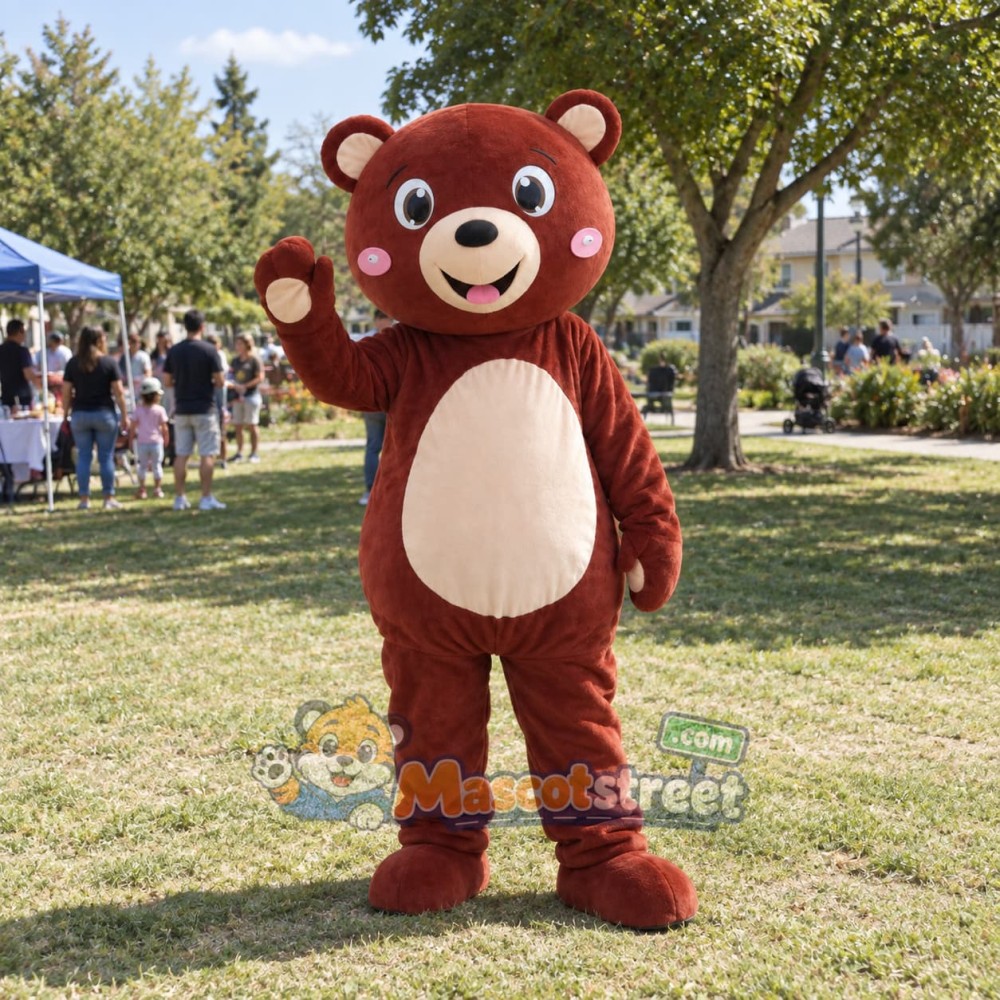 Burgundy Bear Mascot Costume Burgundy Bear Mascot Costume