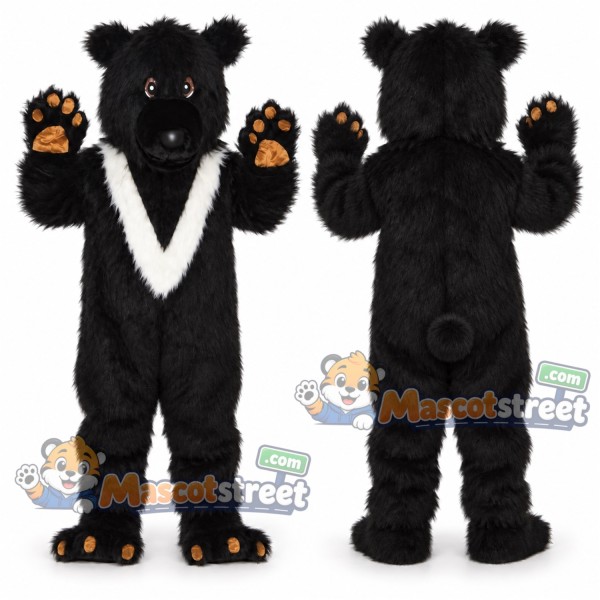 Black Bear with White Chest Mascot Costume