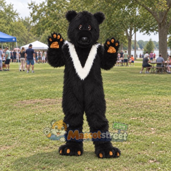 Black Bear with White Chest Mascot Costume