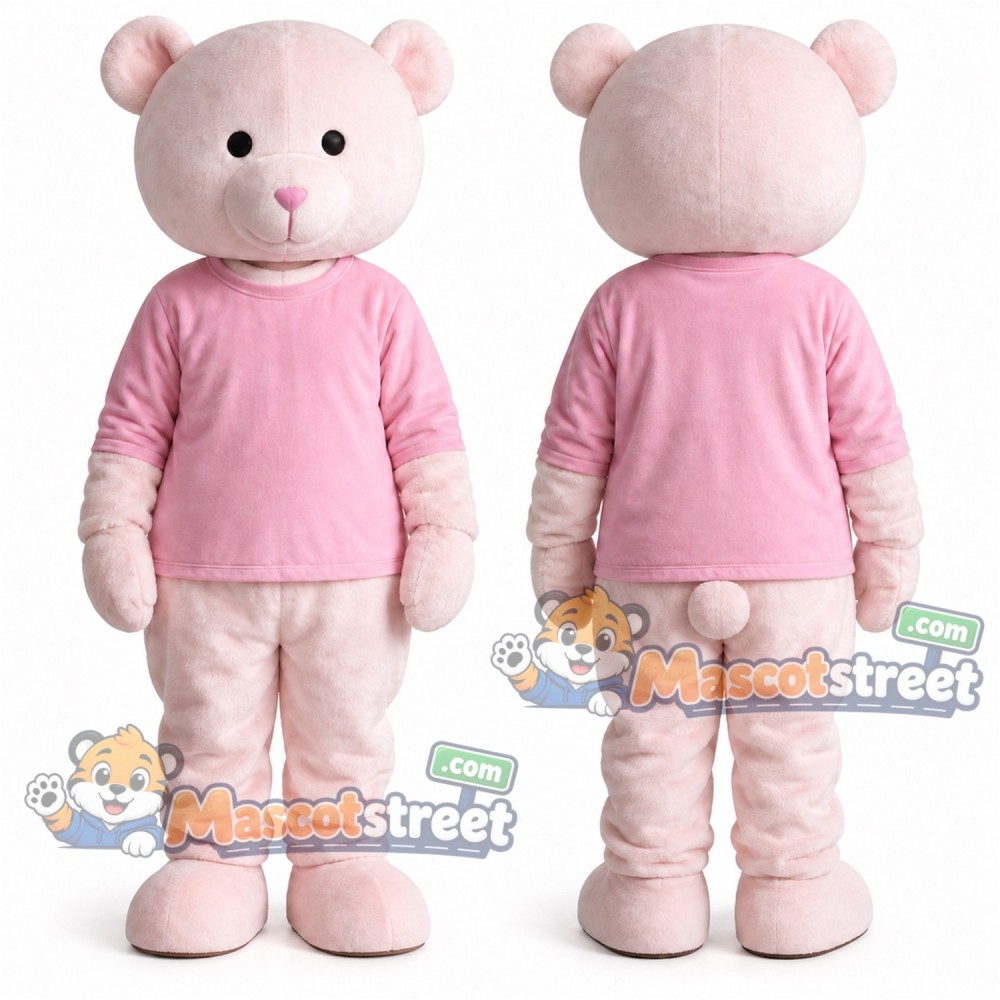 Pink Bear Mascot Costume with Pink Sweater Pink Bear Mascot Costume with Pink Sweater