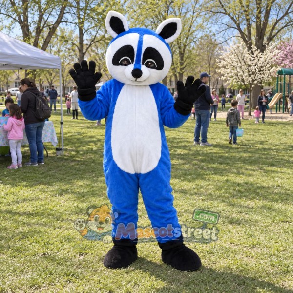 Blue and White Bear Mascot Costume