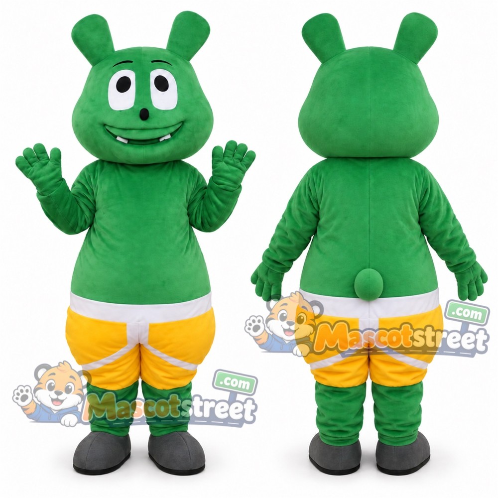 Green Goblin Mascot Costume with Yellow Shorts