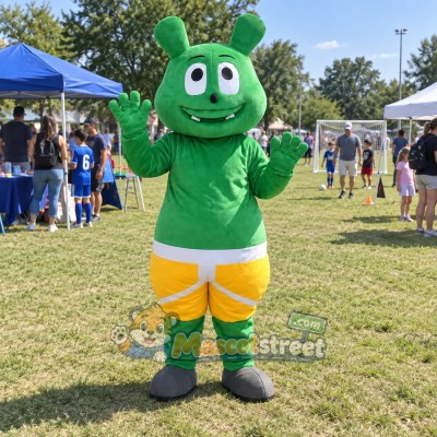 Green Goblin Mascot Costume with Yellow Shorts