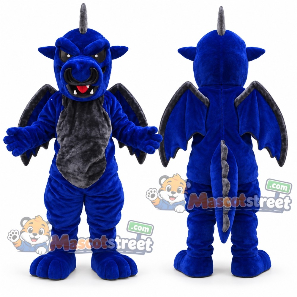 Blue and Gray Dragon Mascot Costume Blue and Gray Dragon Mascot Costume