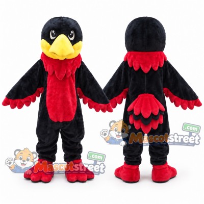 Black and Red Bird Mascot Costume Black and Red Bird Mascot Costume