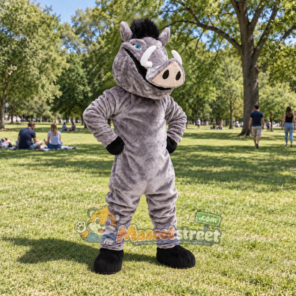 Gray Boar Mascot Costume Gray Boar Mascot Costume