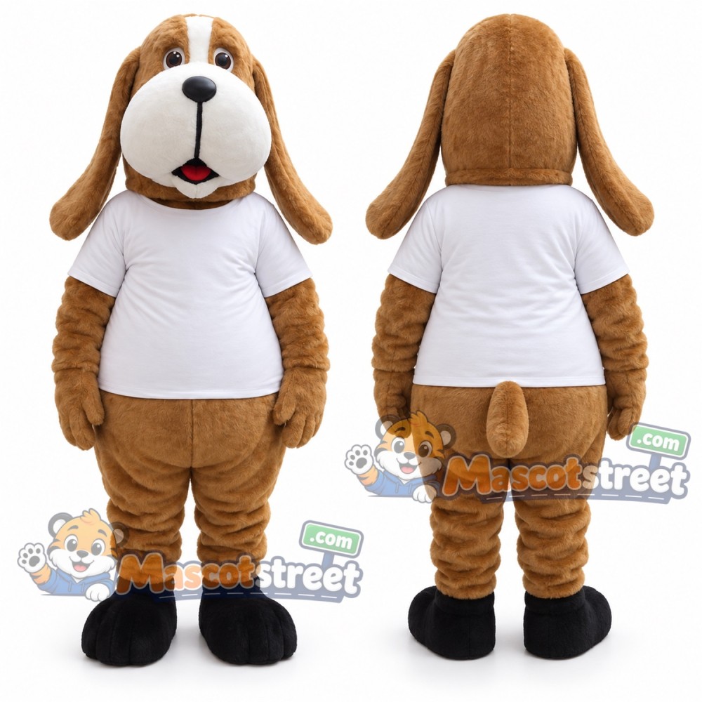 Brown Dog Mascot Costume with White Shirt Brown Dog Mascot Costume with White Shirt