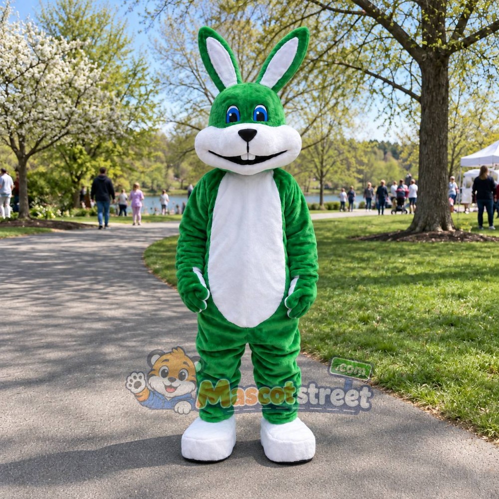 Green Rabbit Mascot Costume Green Rabbit Mascot Costume