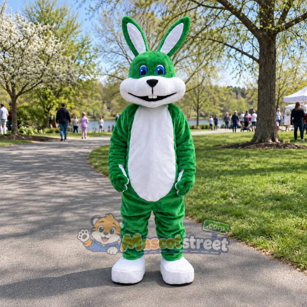 Green Rabbit Mascot Costume Green Rabbit Mascot Costume