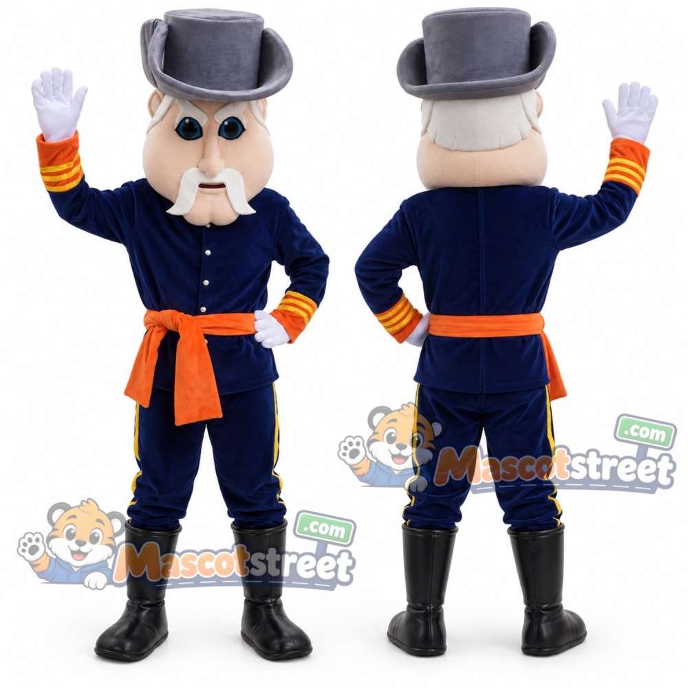 Uncle Sam Mascot Costume with Navy Suit, Orange Sash and Gray Top Hat Uncle Sam Mascot Costume with Navy Suit, Orange Sash and Gray Top Hat