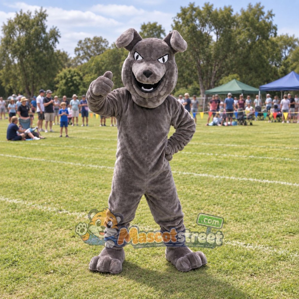 Gray Bulldog Mascot Costume