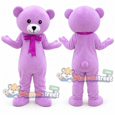 Purple Bear Mascot Costume with Pink Scarf Purple Bear Mascot Costume with Pink Scarf