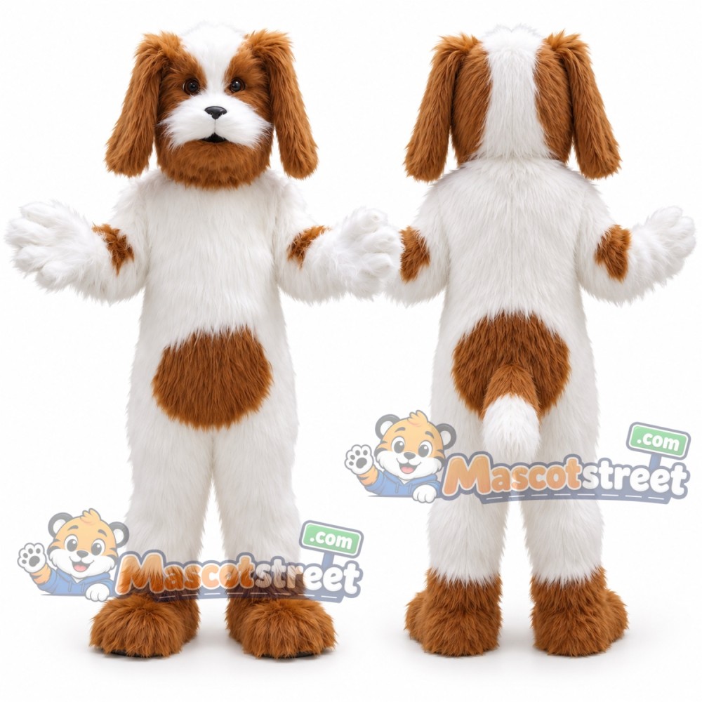 Brown and White Dog Mascot Costume Brown and White Dog Mascot Costume
