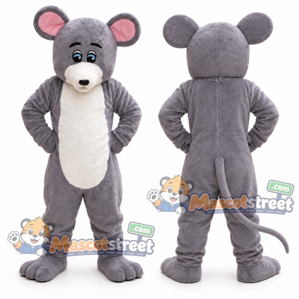Gray Mouse Mascot Costume Gray Mouse Mascot Costume