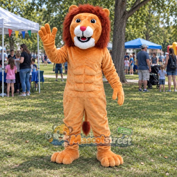 Tan Lion Mascot Costume