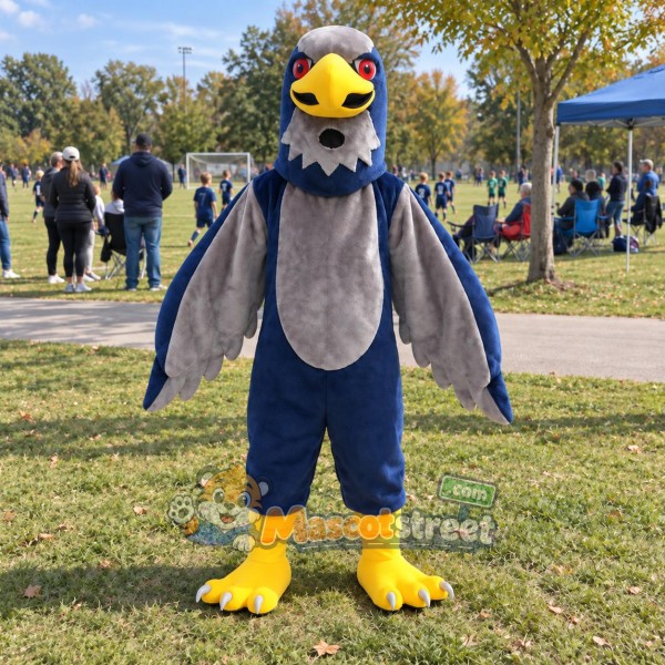 Gray and Navy Falcon Mascot Costume