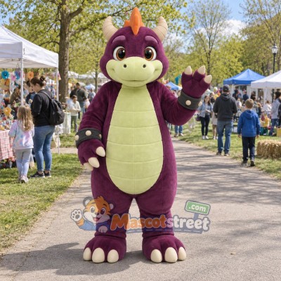 Purple Dragon Mascot Costume Purple Dragon Mascot Costume