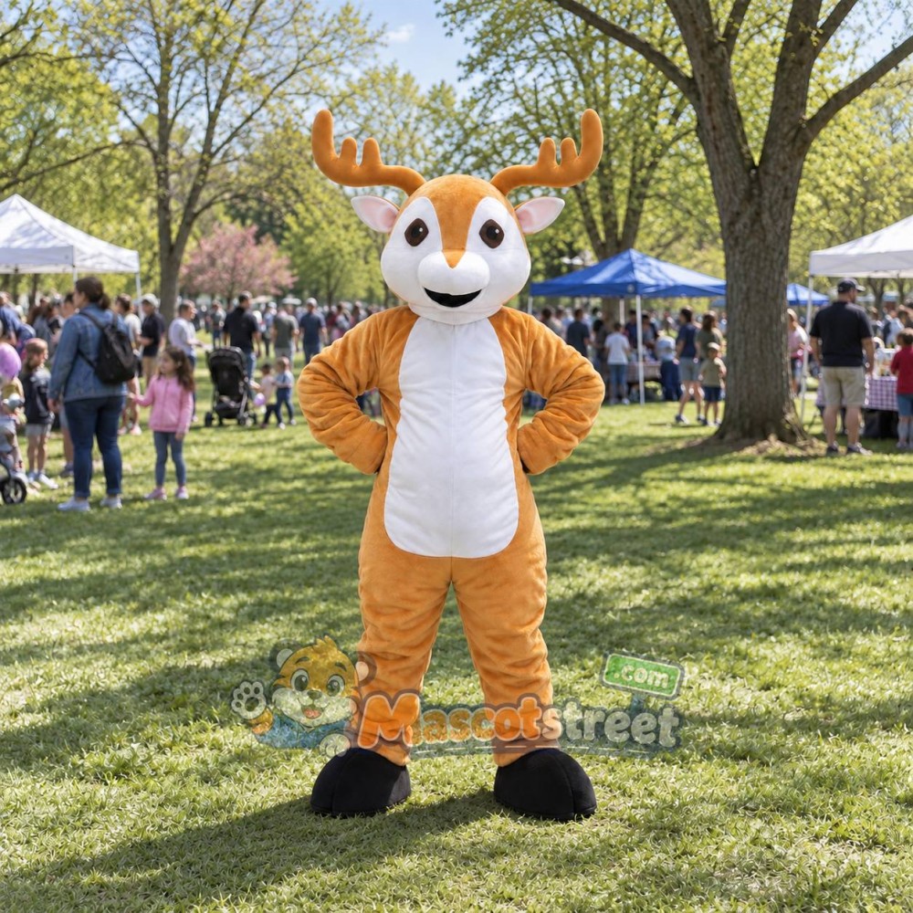 Tan Deer Mascot Costume Tan Deer Mascot Costume