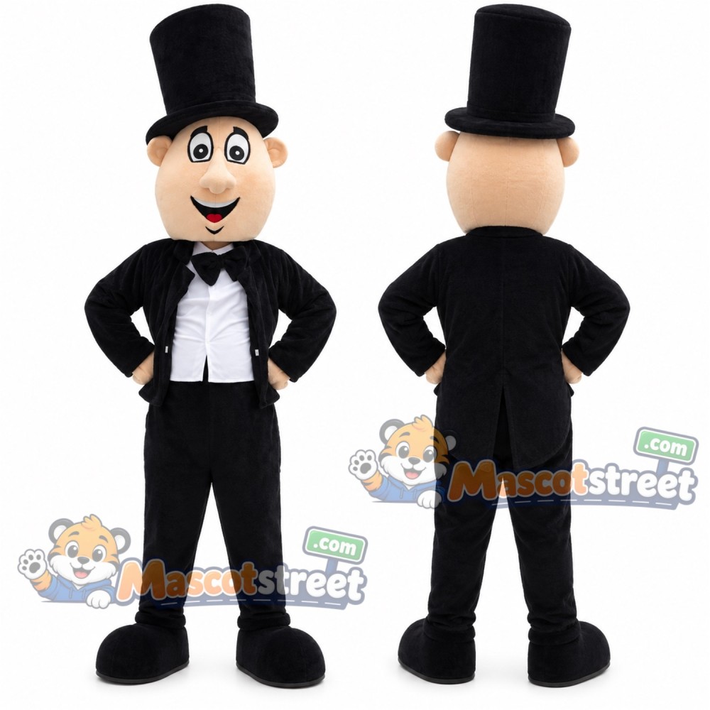 Magician Mascot Costume with Black Tuxedo and Top Hat Magician Mascot Costume with Black Tuxedo and Top Hat