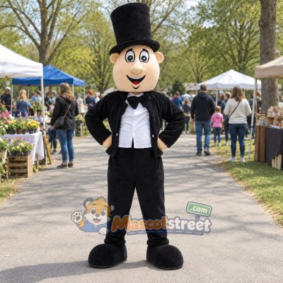 Magician Mascot Costume with Black Tuxedo and Top Hat