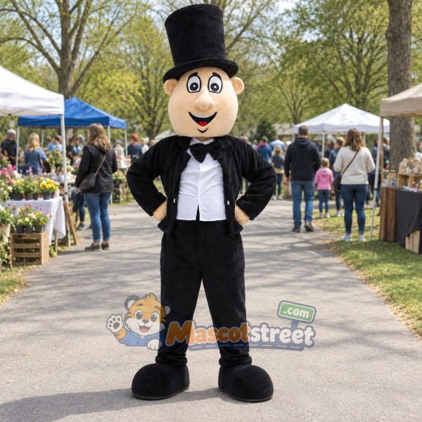 Magician Mascot Costume with Black Tuxedo and Top Hat Magician Mascot Costume with Black Tuxedo and Top Hat