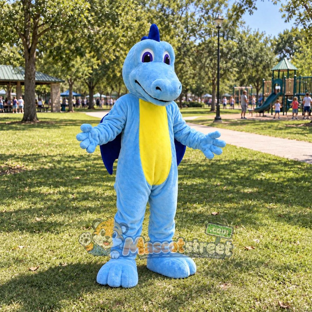 Light Blue Dragon Mascot Costume