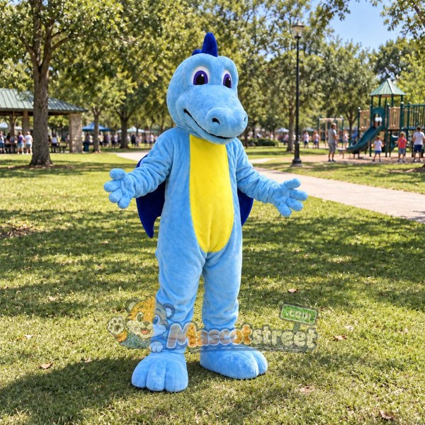 Light Blue Dragon Mascot Costume Light Blue Dragon Mascot Costume