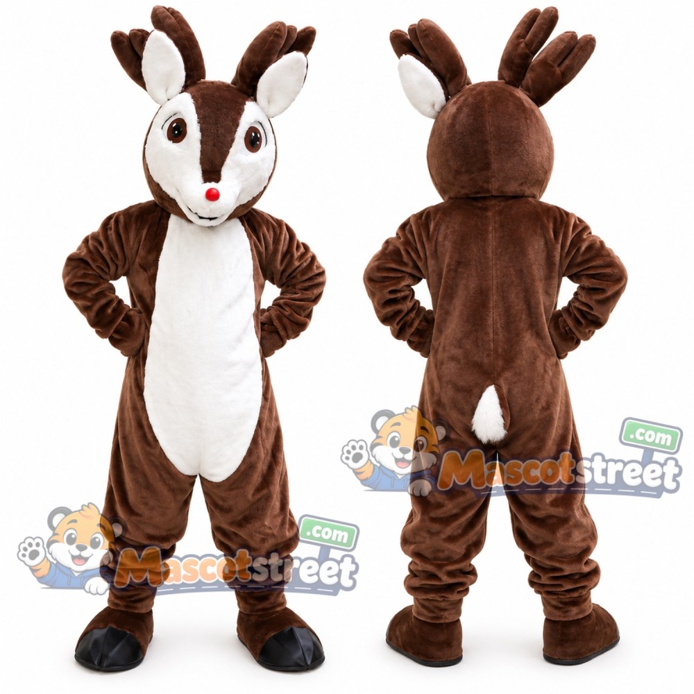 Brown and White Deer Mascot Costume