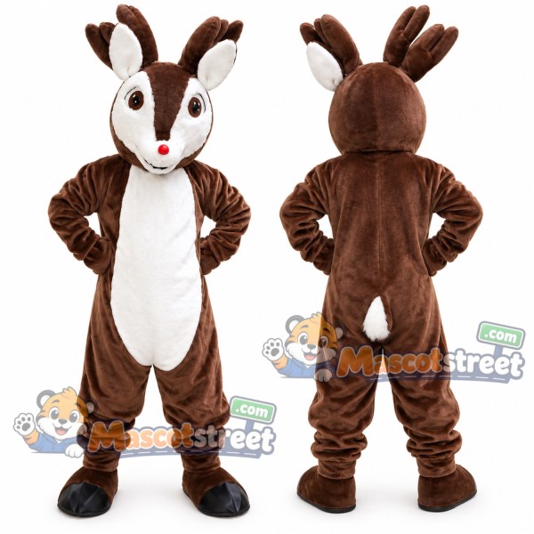 Brown and White Deer Mascot Costume