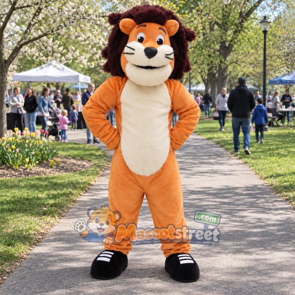 Orange Lion Mascot Costume