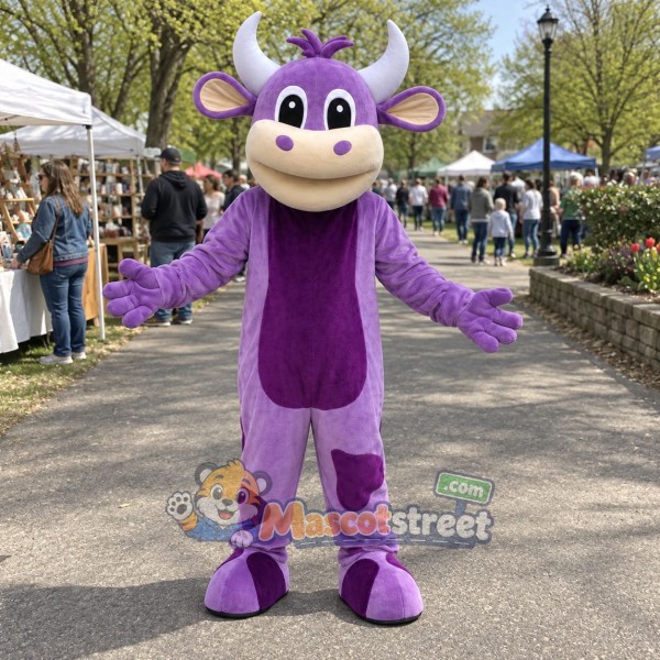 Purple Cow Mascot Costume