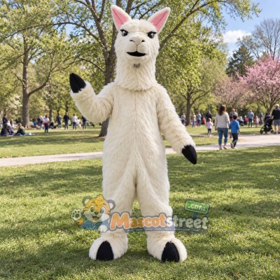 Cream Llama Mascot Costume
