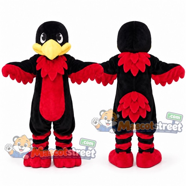 Black and Red Hawk Mascot Costume