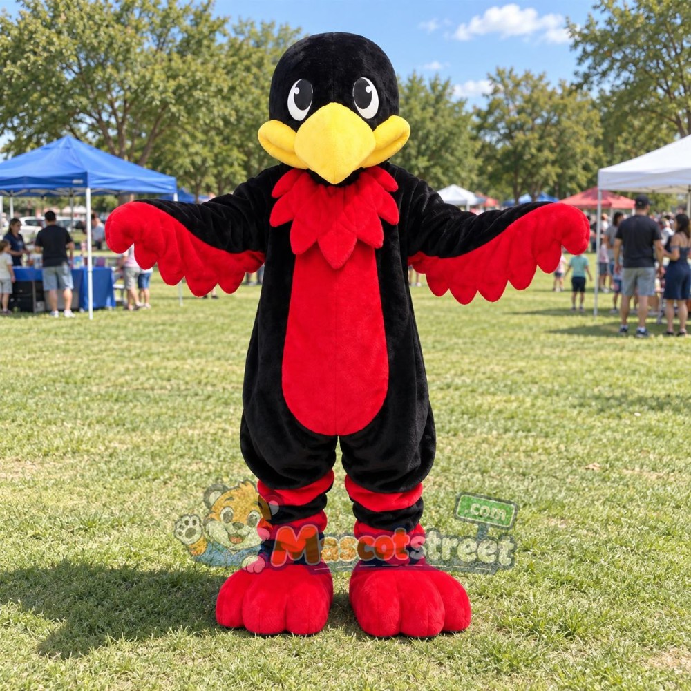 Black and Red Hawk Mascot Costume Black and Red Hawk Mascot Costume