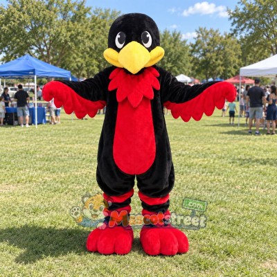Black and Red Hawk Mascot Costume Black and Red Hawk Mascot Costume