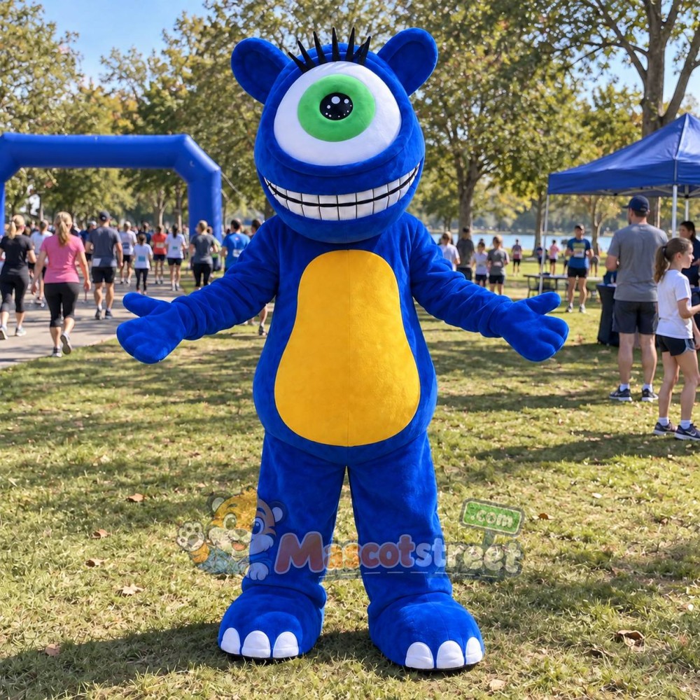 Blue One Eyed Monster Mascot Costume Blue One Eyed Monster Mascot Costume
