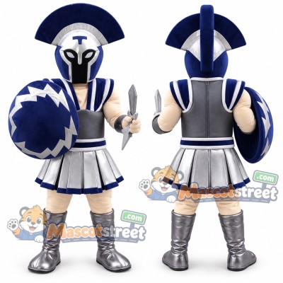 Knight Mascot Costume with Blue and Silver Armor and Helmet Knight Mascot Costume with Blue and Silver Armor and Helmet