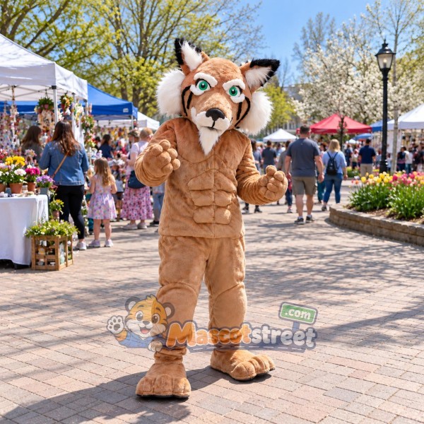 Tan Bobcat Mascot Costume