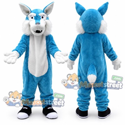 Blue and White Wolf Mascot Costume Blue and White Wolf Mascot Costume