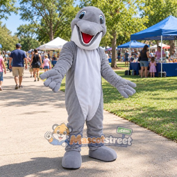 Gray Dolphin Mascot Costume