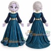 Silver Haired Princess Mascot Costume with Dark Teal Gown