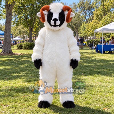 White Ram Mascot Costume White Ram Mascot Costume