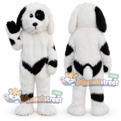 White and Black Dog Mascot Costume White and Black Dog Mascot Costume