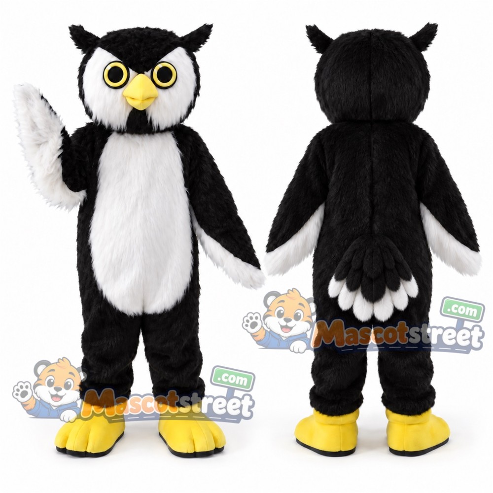 Black and White Owl Mascot Costume Black and White Owl Mascot Costume