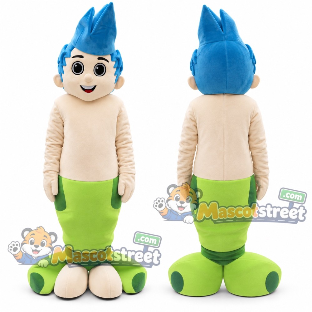Blue Haired Merman Mascot Costume Blue Haired Merman Mascot Costume