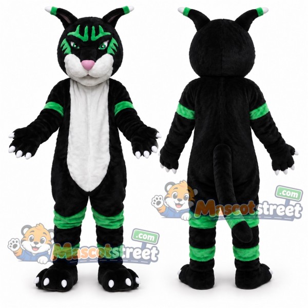 Black and Green Panther Mascot Costume