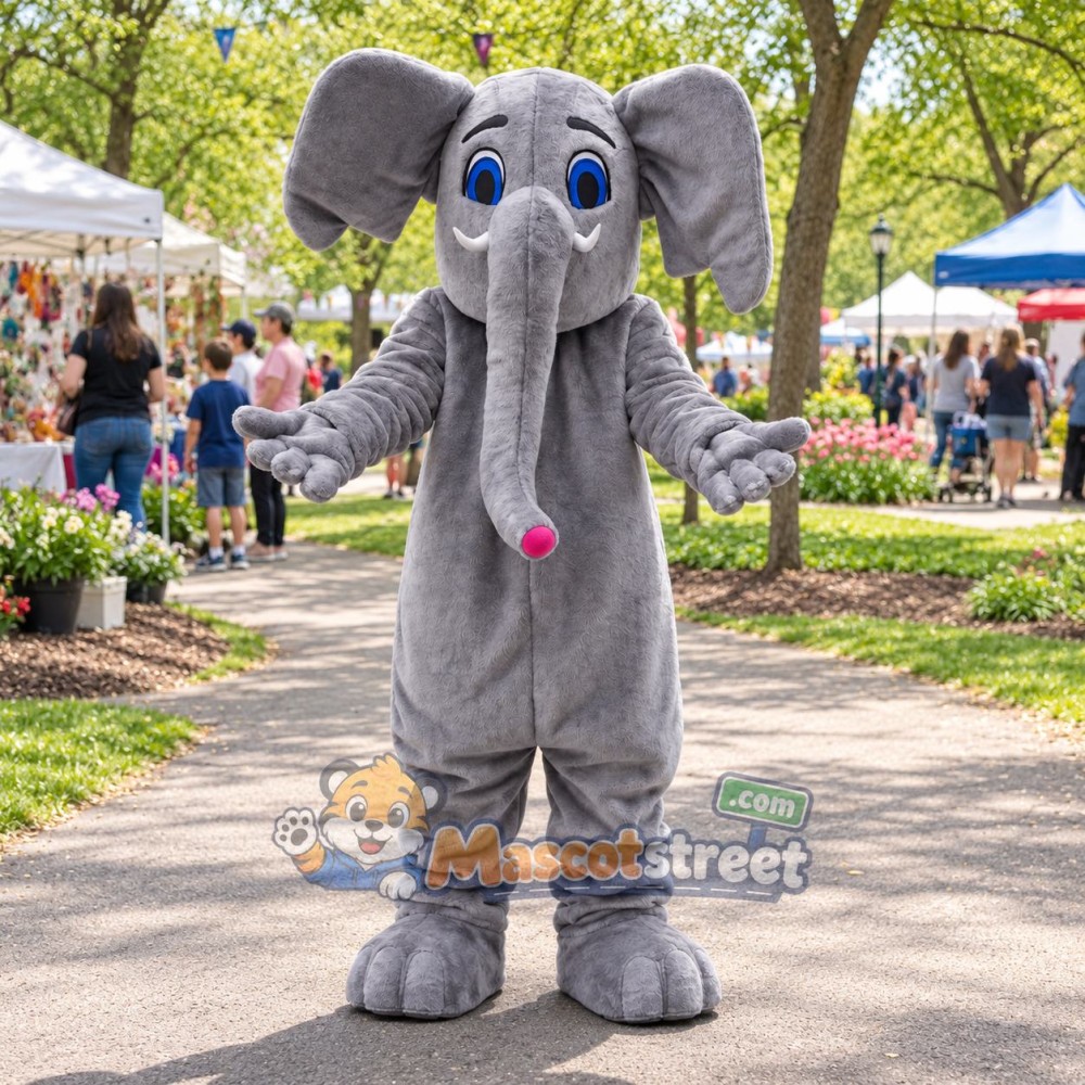 Gray Elephant Mascot Costume Gray Elephant Mascot Costume