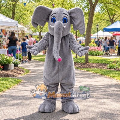 Gray Elephant Mascot Costume Gray Elephant Mascot Costume