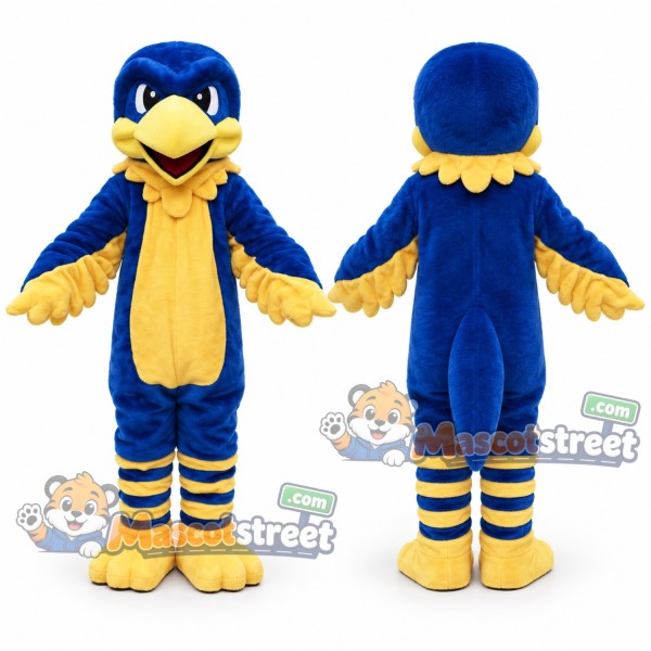 Blue and Yellow Hawk Mascot Costume