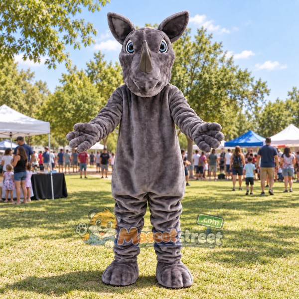 Gray Rhinoceros Mascot Costume